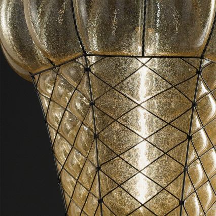 SIRU - Luster na lancu BABÀ 1xE27/60W/230V prečnik 30 cm bež/smeđa venecijansko staklo