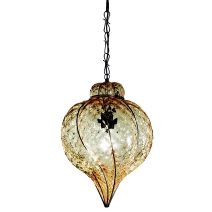 SIRU - Luster na lancu GOCCIA 1xE27/60W/230V prečnik 25 cm bež/braon venecijansko staklo