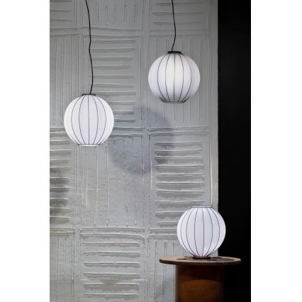 SIRU - Luster na lanku SFERA 1xE27/60W/230V prečnik 42 cm crna/bela venecijansko staklo