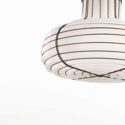 SIRU - Luster na sajli CHAPEAU 2xE14/40W/230V mat hrom/belo venecijansko staklo