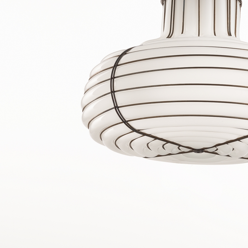 SIRU - Luster na sajli CHAPEAU 2xE14/40W/230V mat hrom/belo venecijansko staklo