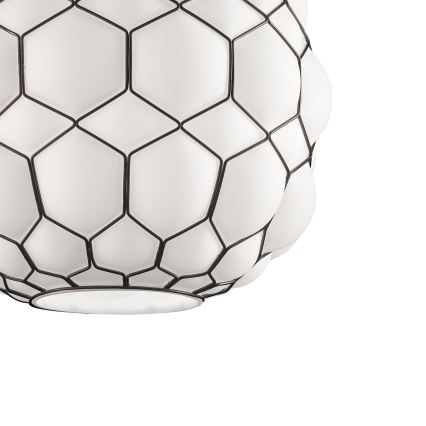 SIRU - Luster na sajli GALAPAGOS 1xE27/60W/230V crna/bela venecijansko staklo