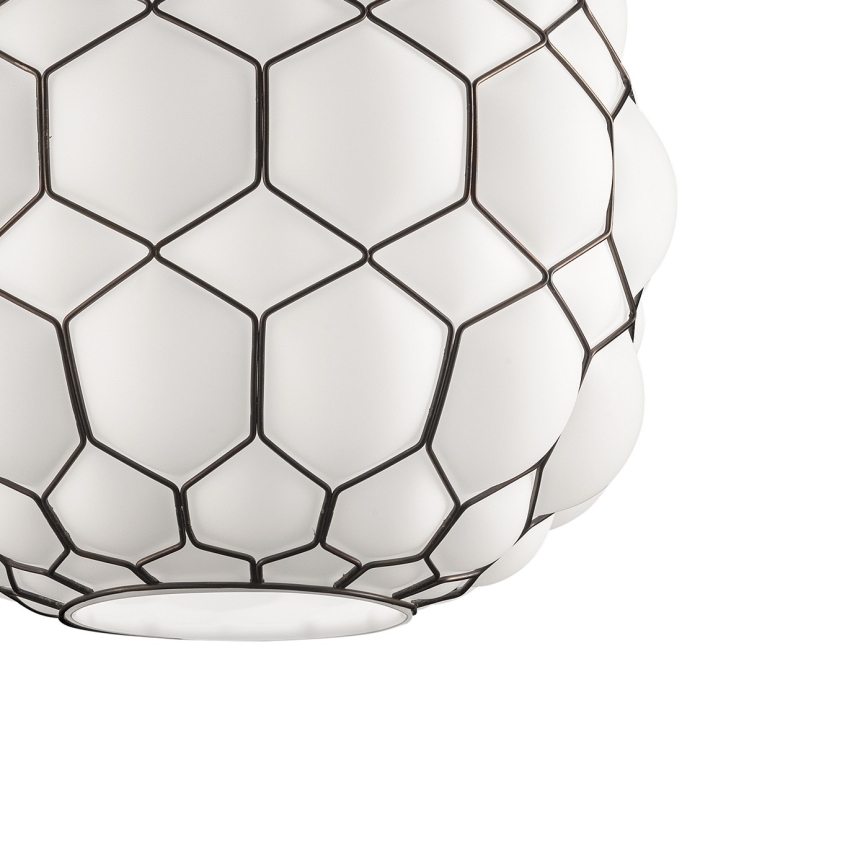 SIRU - Luster na sajli GALAPAGOS 1xE27/60W/230V crna/bela venecijansko staklo