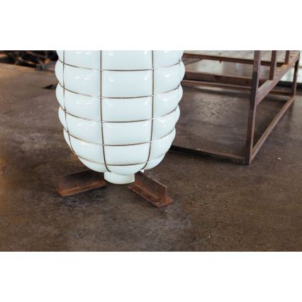 SIRU - Luster na sajli LANTERNA 1xE27/60W/230V, prečnik 32 cm, crna/bela, venecijansko staklo