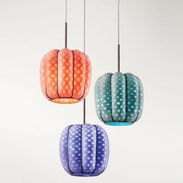 SIRU - Luster na sajli NEST 3xE27/60W/230V narandžasto/plavo/zeleno venecijansko staklo