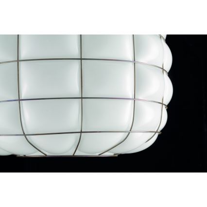 SIRU - Luster na sajli TERRA 1xE27/60W/230V crna/bijela murano staklo