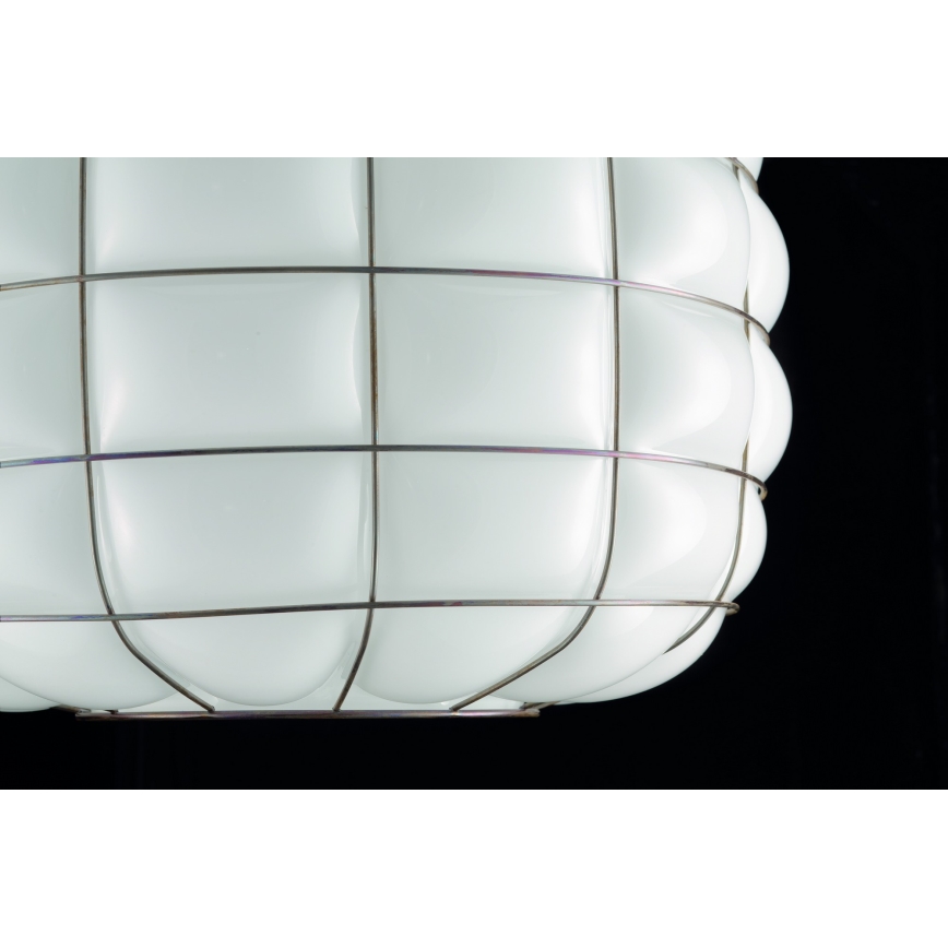 SIRU - Luster na sajli TERRA 1xE27/60W/230V crna/bijela murano staklo