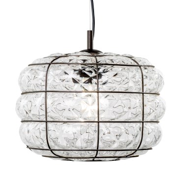 SIRU - Luster na sajli TERRA 1xE27/60W/230V crno/prozirno venecijansko staklo