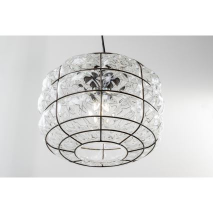 SIRU - Luster na sajli TERRA 1xE27/60W/230V crno/prozirno venecijansko staklo