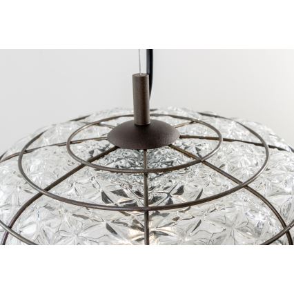 SIRU - Luster na sajli TERRA 1xE27/60W/230V crno/prozirno venecijansko staklo