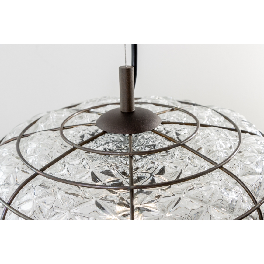 SIRU - Luster na sajli TERRA 1xE27/60W/230V crno/prozirno venecijansko staklo