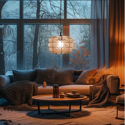 SIRU - Luster na sajli TERRA 1xE27/60W/230V crno/prozirno venecijansko staklo