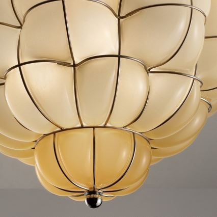 SIRU - Plafonska svetiljka POUFF 3xE27/60W/230V sjajni hrom/bež venecijansko staklo