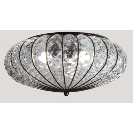 SIRU - Plafonsko svetlo ACCADEMIA 3xE27/60W/230V prozirno/crno venecijansko staklo