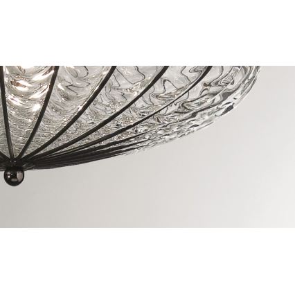 SIRU - Plafonsko svetlo ACCADEMIA 3xE27/60W/230V prozirno/crno venecijansko staklo