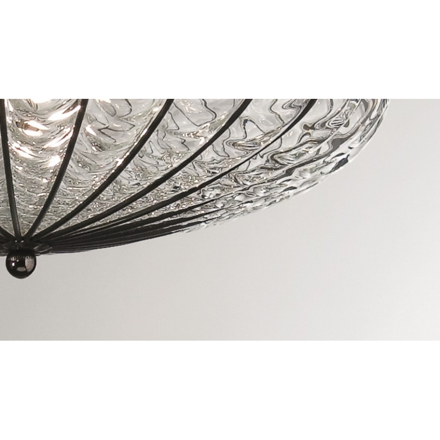 SIRU - Plafonsko svetlo ACCADEMIA 3xE27/60W/230V prozirno/crno venecijansko staklo