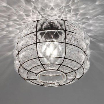 SIRU - Plafonsko svetlo TERRA 1xE27/60W/230V crna/prozirno venecijansko staklo