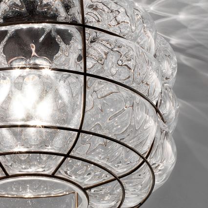 SIRU - Plafonsko svetlo TERRA 1xE27/60W/230V crna/prozirno venecijansko staklo