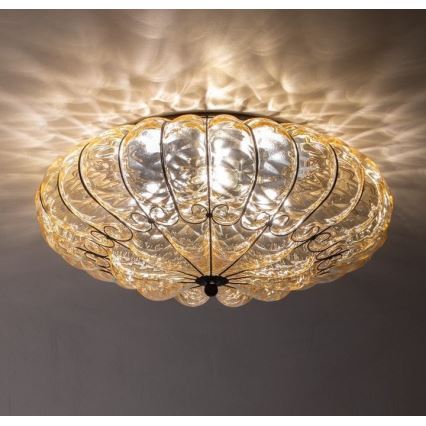 SIRU - Plafonsko svetlo SOLE 3xE14/40W/230V prečnik 31 cm bež/mat hrom venecijansko staklo