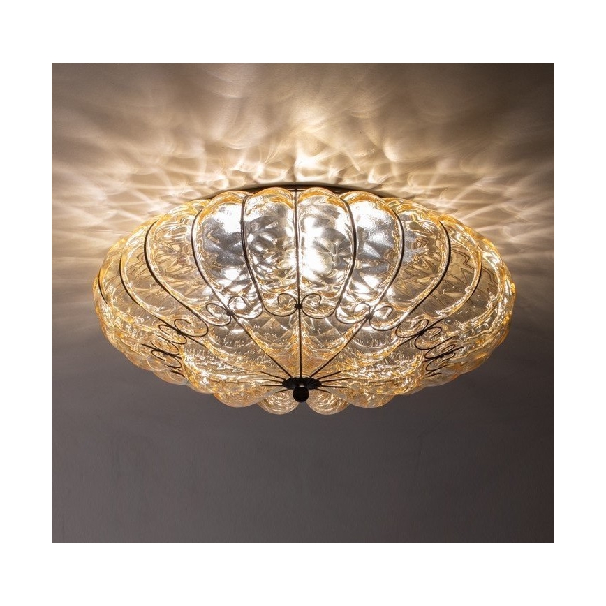 SIRU - Plafonsko svetlo SOLE 3xE14/40W/230V prečnik 31 cm bež/mat hrom venecijansko staklo