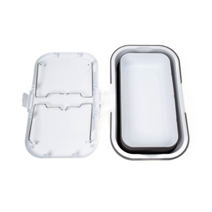 Sklopiva kamperska piknik korpa sa poklopcem 2u1 bela/siva