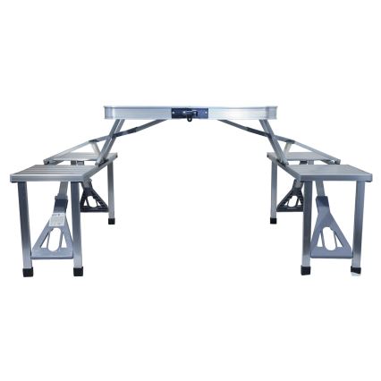 Sklopivi kamperski sto sa stolicama, bela/mat hrom