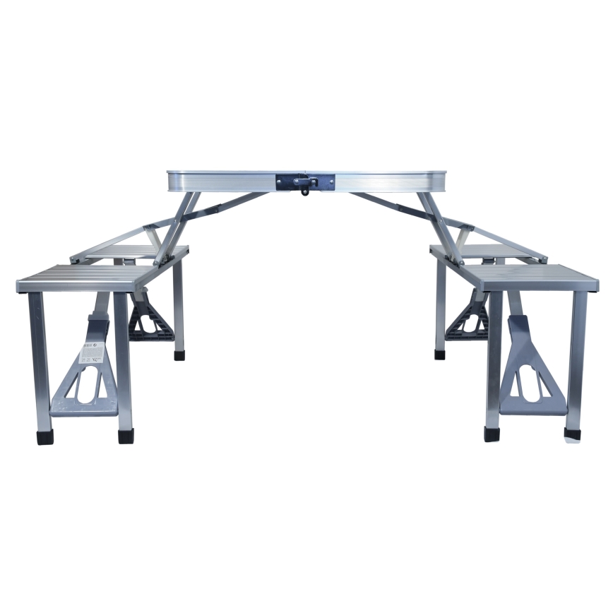 Sklopivi kamperski sto sa stolicama, bela/mat hrom