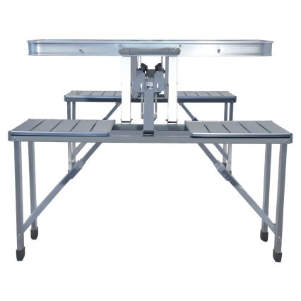 Sklopivi kamperski sto sa stolicama, bela/mat hrom