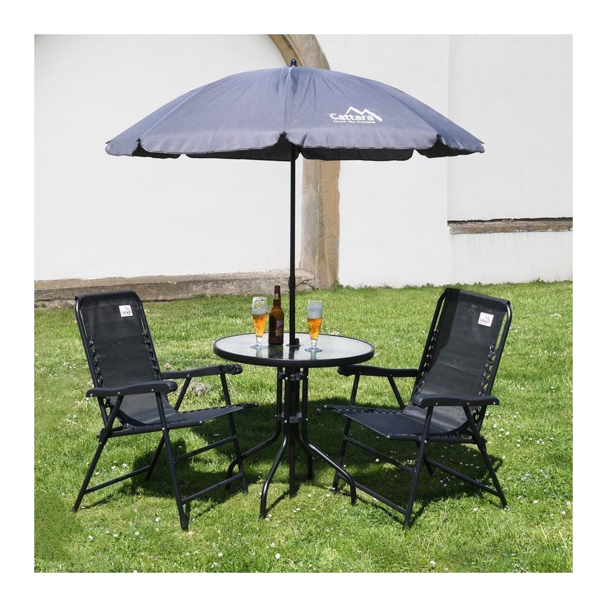 Sklopivi sivi suncobran sa nagibom, prečnika 1,8 m