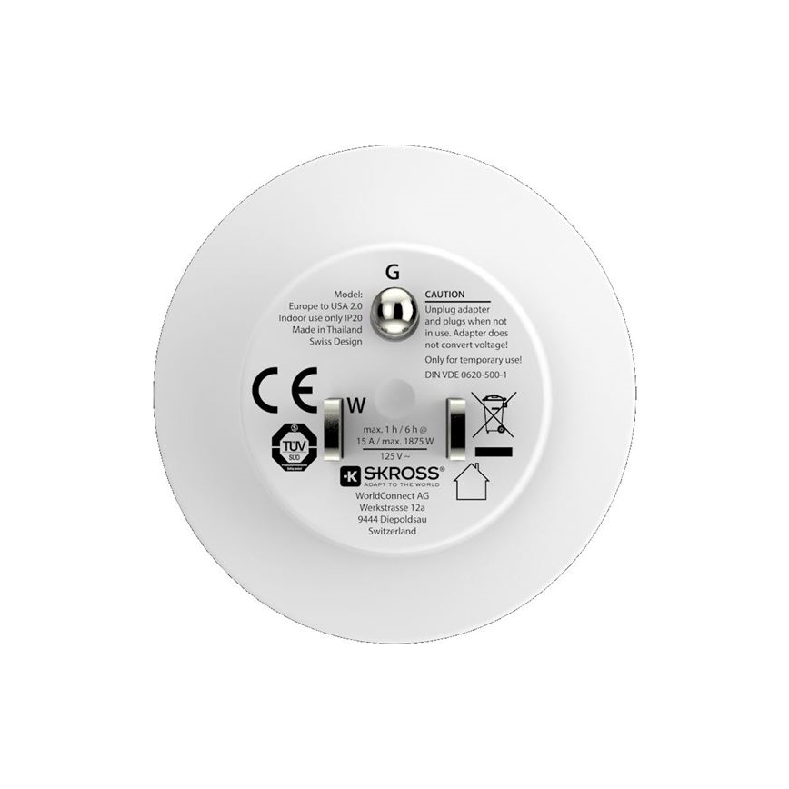 SKROSS - Putni adapter za SAD, 15 A