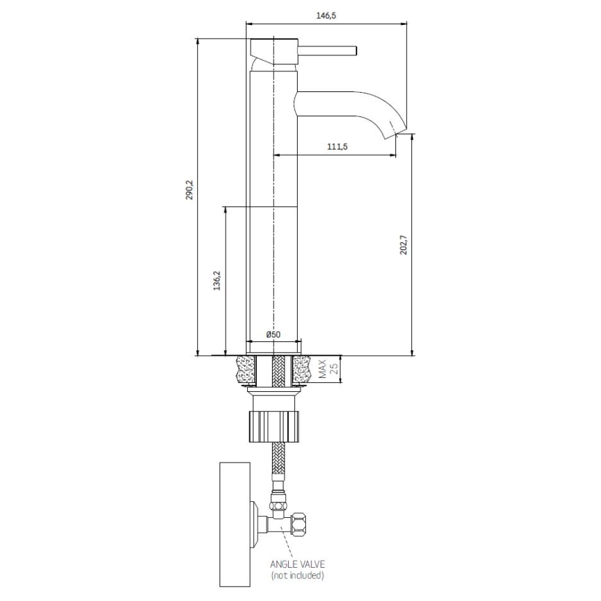 Slavina za umivaonik DRAGOR 29 cm, sjajni hrom