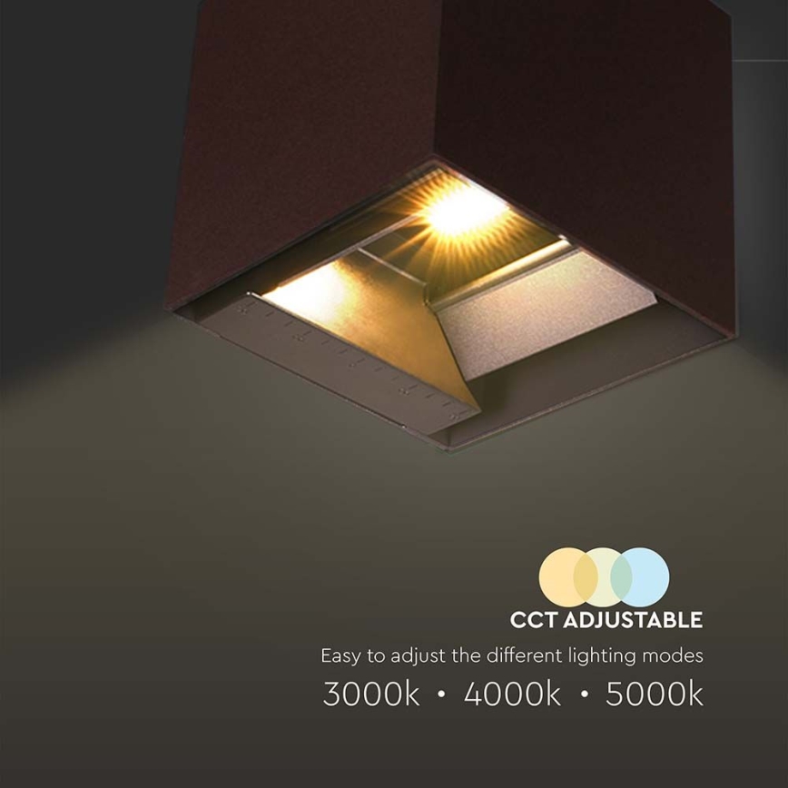 LED solarno zidno svetlo sa senzorom LED/9W/3,7V 3000/4000/5000K 2600 mAh IP65 braon