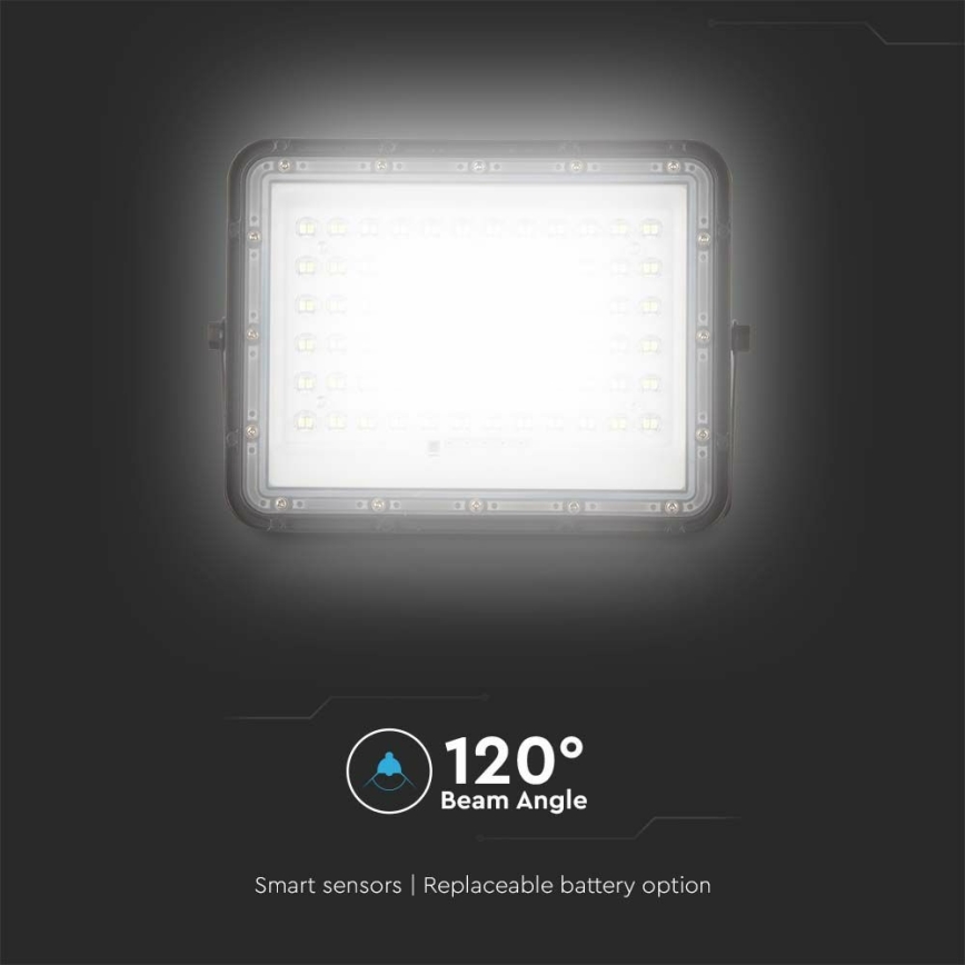 LED spoljni prigušiva solarni reflektor LED/15W/3,2V IP65 6400K 12000 mAh crna + daljinski upravljač
