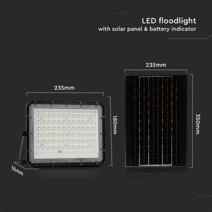 LED spoljni prigušiva solarni reflektor LED/15W/3,2V IP65 6400K 12000 mAh crna + daljinski upravljač