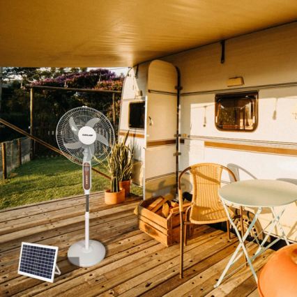 Solarni stajaći ventilator 15 W/4 V/230 V, 120 cm, beli