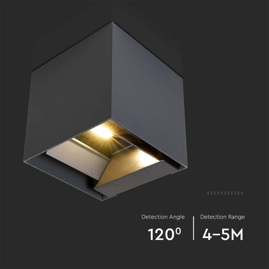 LED solarno zidno svetlo sa senzorom LED/9W/5V 3000/4000/5000K IP65 2600 mAh antracit