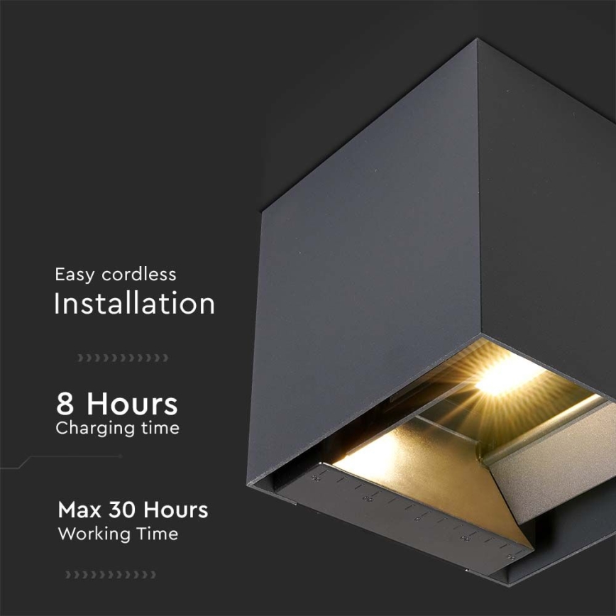 LED solarno zidno svetlo sa senzorom LED/9W/5V 3000/4000/5000K IP65 2600 mAh antracit
