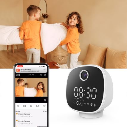 Pametna kamera sa budilnikom, termometrom i LED svetlom 1296p 3 Mpx 5V Wi‑Fi Tuya IP65