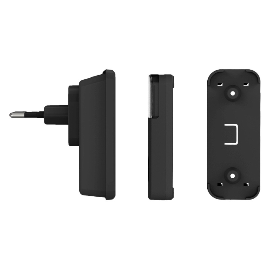 Bežično zvono za utičnicu 230V/1xCR2032 IP56, crno