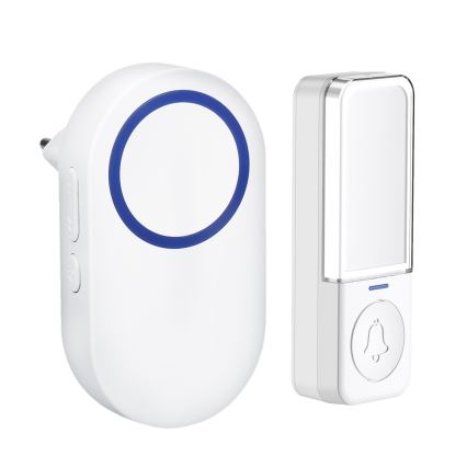Bežični zvonac za utičnicu 230 V / 1×CR2032 IP56, beo
