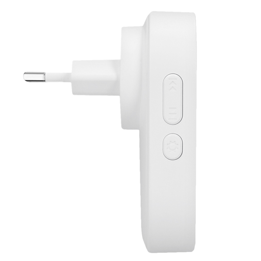 Bežični zvonac za utičnicu 230 V / 1×CR2032 IP56, beo