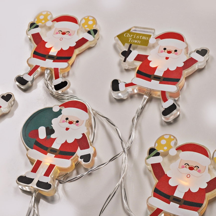 LED božićni lanac sa usisnim čašicama 6xLED/2xAA 1,2m topla bela santa