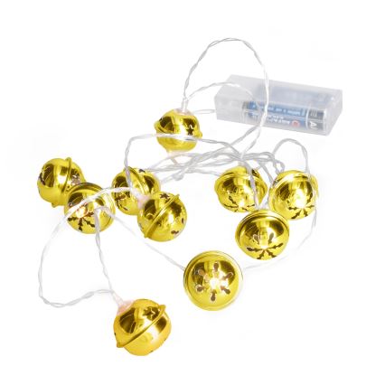 LED  lanac 10xLED/2xAA/topla bela 1,8m zvončići