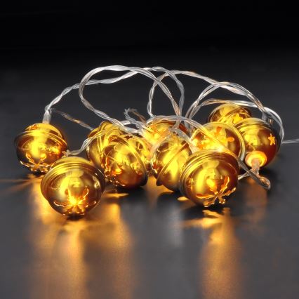 LED  lanac 10xLED/2xAA/topla bela 1,8m zvončići
