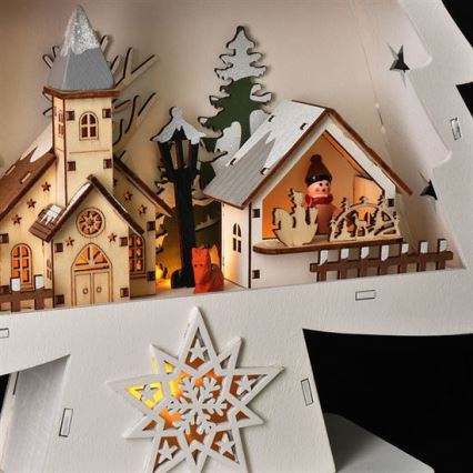 LED božićna dekoracija 13xLED/2xAA drvena jelka