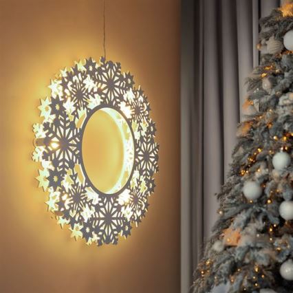 LED božićni venac 10xLED/2xAA, topla bela