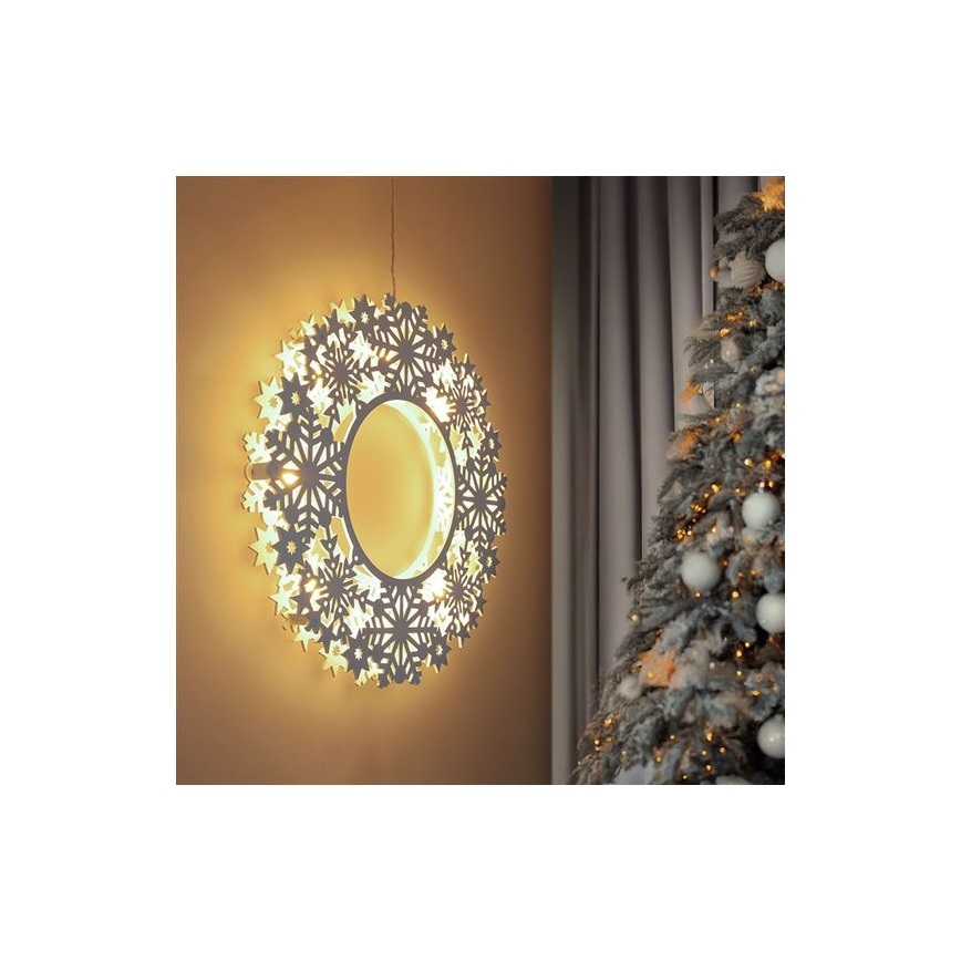 LED božićni venac 10xLED/2xAA, topla bela
