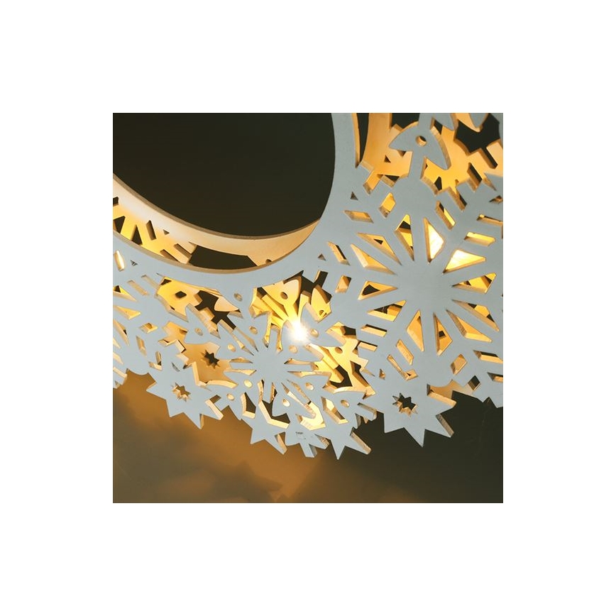 LED božićni venac 10xLED/2xAA, topla bela