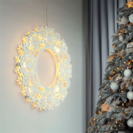 LED božićni venac 10xLED/2xAA, topla bela