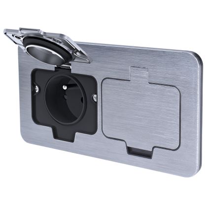 Spoljašnja ugradna podna dvostruka utičnica IP55, kvadratna